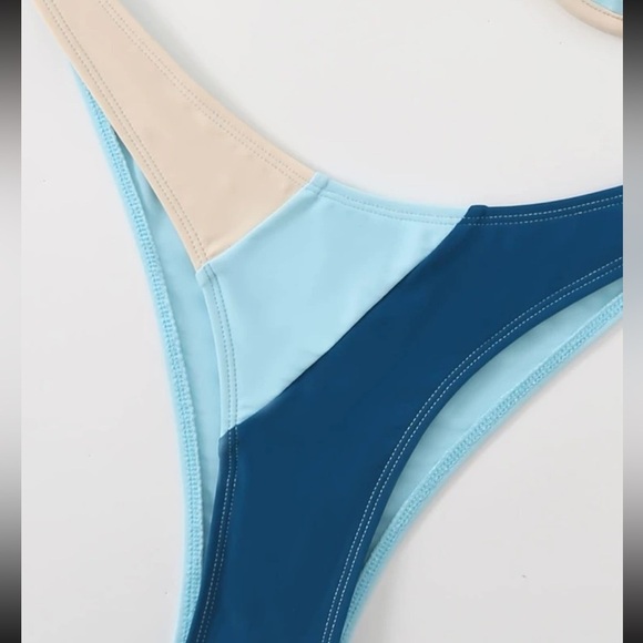 Small color block underwire High Cut bikini swimsuit TOP - Picture 6 of 7